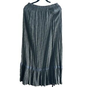 Vintage CP Shades  Brown Textured Ruffle Hem Boho Maxi Skirt Lagenlook Medium